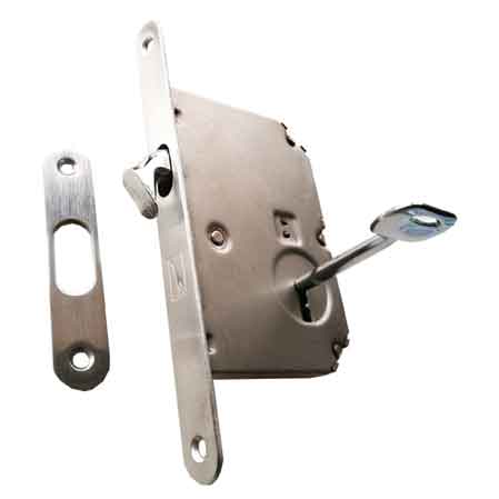 SERRATURA PER PORTE SCORREVOLI A GANCIO BONAITI E50 - Cromo satinato - BONAITI