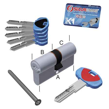 CILINDRO SAGOMATO 'EVO K1' SECUREMME 75 mm (30+10+35) - SECUREMME