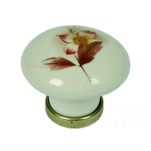 POMOLO PER MOBILI IN CERAMICA 'P04' Ø 31 mm - Avorio decoro 02 - METAL GROUP