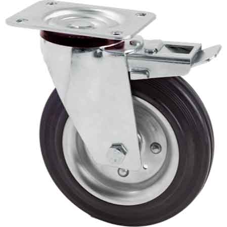 RUOTA INDUSTRIALE GIREVOLE IDEAL STAR C/FRENO 100 mm - portata 80 kg - IDEAL STAR