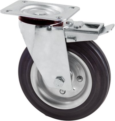 RUOTA INDUSTRIALE GIREVOLE IDEAL STAR C/FRENO 100 mm - portata 80 kg - IDEAL STAR