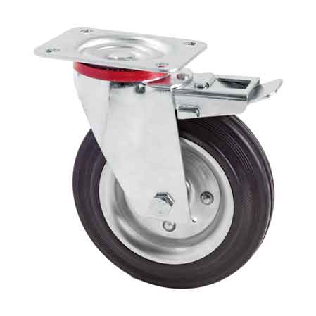 RUOTA INDUSTRIALE GIREVOLE ART. 103 AVO C/FRENO 200x50 mm - portata 205 kg - ALDO VALSECCHI