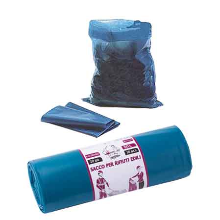 SACCHI PER RIFIUTI EDILI BLU 50x80 cm - Rot. 10 strappi in blister