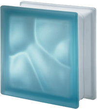 VETROMATTONE ONDULATO CELESTE SATINATO 19x19x8 cm - 6 pezzi