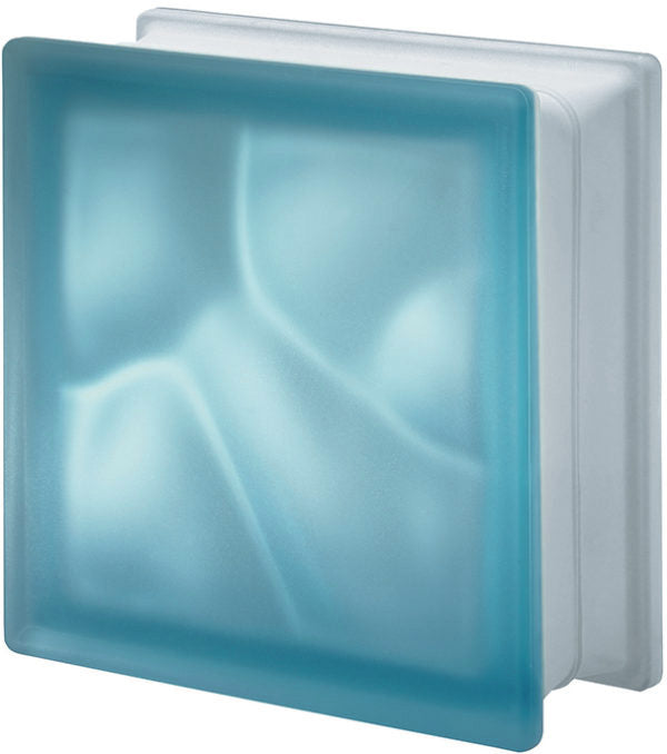 VETROMATTONE ONDULATO CELESTE SATINATO 19x19x8 cm - 6 pezzi