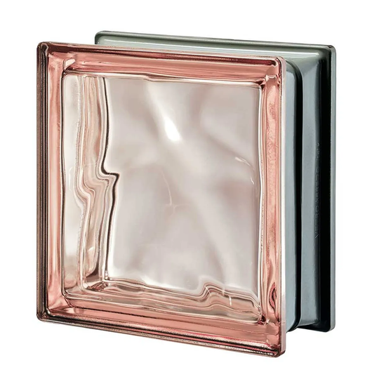 VETROMATTONE ONDULATO ROSA 19x19x8 cm - 6 pezzi