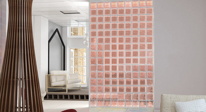 VETROMATTONE ONDULATO ROSA SATINATO 19x19x8 cm - 6 pezzi