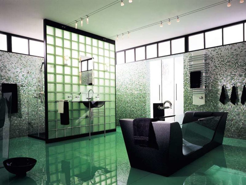 VETROMATTONE ONDULATO VERDE SATINATO 19x19x8 cm - 6 pezzi