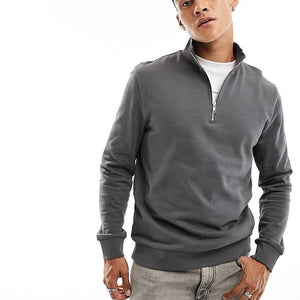 FELPA CON ZIP CORTA ANTRACITE Tg. M