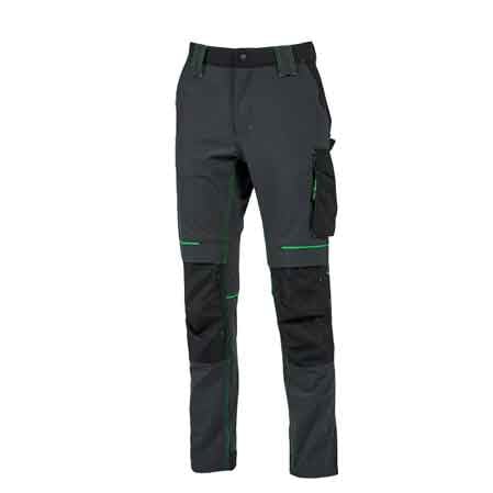 PANTALONE DA LAVORO 'ATOM' GRIGIO/VERDE Tg. XXXL - UPOWER