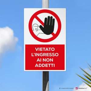 CARTELLO 'VIETATO L'INGRESSO AI NON ADDETTI AI LAVORI' 40x60 cm - 10 pezzi