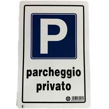 CARTELLO 'PARCHEGGIO PRIVATO' 20x30 cm - 10 pezzi