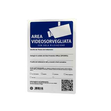 CARTELLO 'ATTENZIONE AREA SOTTOPOSTA A VIDEOSORVEGLIANZA' 20x30 cm - 10 pezzi