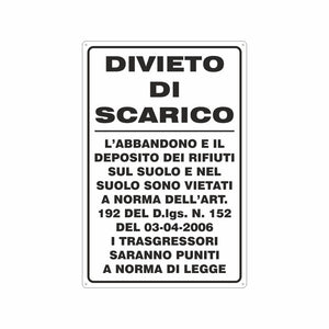 CARTELLO 'DIVIETO DI SCARICO' 20x30 cm - 10 pezzi