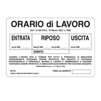 CARTELLO 'ORARIO DI LAVORO' 20x30 cm - 10 pezzi