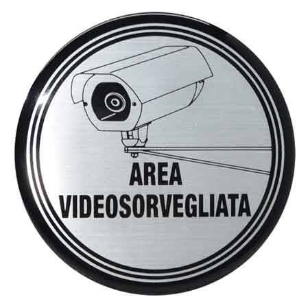 ETICHETTA TONDA 'AREA VIDEOSORVEGLIATA' - 5 pezzi