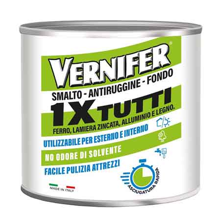 SMALTO ANTIRUGGINE FONDO '1XTUTTI' VERNIFER 500 ml - Nero satinato - AREXONS