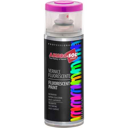 BOMBOLETTA SPRAY FLUORESCENTE AMBROSOL 400 ml - Rosso - 6 pezzi- AMBROSOL