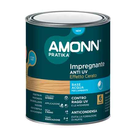 IMPREGNANTE ALL'ACQUA ANTI-UV EFFETTO CERA AMONN 0,75 lt - Noce scuro - AMONN