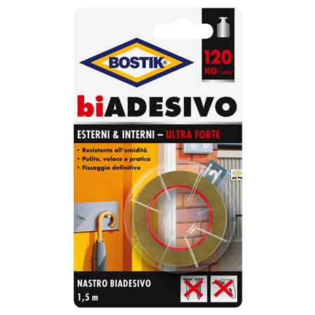 NASTRO BIADESIVO 'INTERNI & ESTERNI' BOSTIK mm 19x1,5mt - BOSTIK