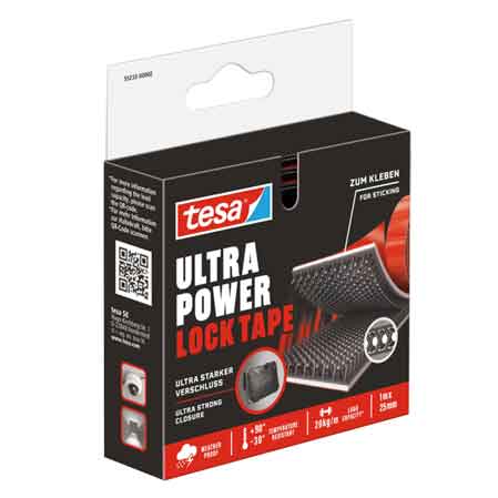 NASTRO A STRAPPO 'ULTRA POWER LOCK' TESA 25 mm x 5 cm, Portata 2 Kg - Conf. 2 pezzi - TESA