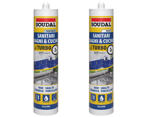SILICONE ACETICO SANITARI 'TURBO' SOUDAL 300 ml - Trasparente - SOUDAL