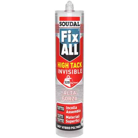 ADESIVO SIGILLANTE 'FIX ALL HIGH-TACK INVISIBILE' SOUDAL 290 ml - Trasparente - SOUDAL