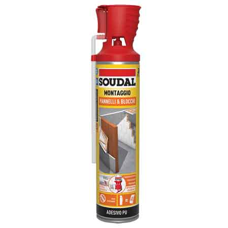 ADESIVO POLIURETANICO PANNELLI E BLOCCHI CON APPLICATORE SOUDAL 600 ml - SOUDAL