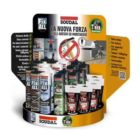 ESPOSITORE DA BANCO 'FIX ALL VS T-REX' SOUDAL 24 pezzi - SOUDAL