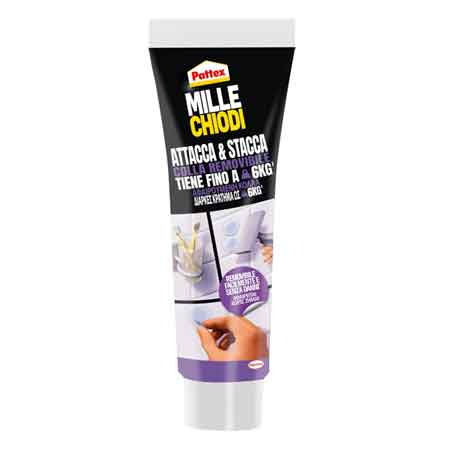 ADESIVO DI MONTAGGIO 'MILLECHIODI ATTACCA & STACCA' 44 gr - Col. Trasparente - PATTEX