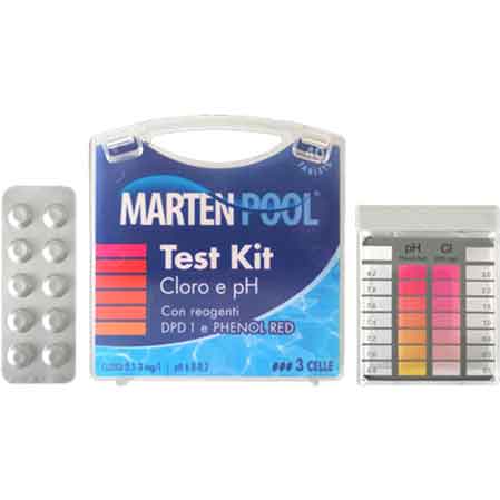 TEST PER PISCINE CLORO E PH CON REAGENTI E PASTIGLIE 40 pastiglie - MARTEN
