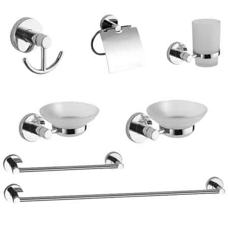 SET BAGNO 'CAROL' 7 PEZZI Cromo - vetro