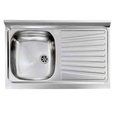 LAVELLO INOX UNA VASCA APPOGGIO 100x50 cm - Gocciolatoio Dx