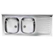 LAVELLO INOX DUE VASCHE APPOGGIO 120x50 cm - Gocciolatoio Dx