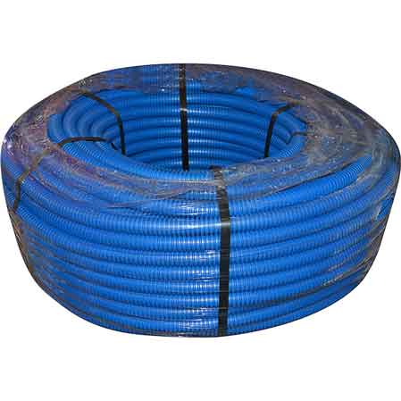 TUBO CORRUGATO CON TIRAFILO BLU Ø 25 mm - rotolo 50 mt - 50 metrilineari