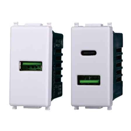 ALIMENTATORE DA INCASSO 'STARLIGHT' 1 Presa usb + 1 Presa Type-C - 3,1A - ELETTROIT