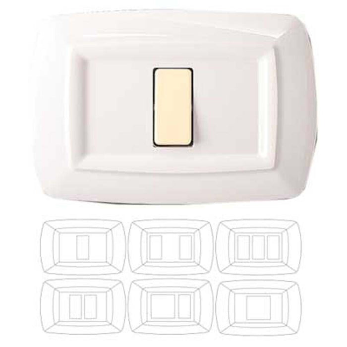 PLACCA COPRINTERRUTTORI 'TONDO' BIANCA per UNEL + 1 modulo - EC ELETTROCANALI