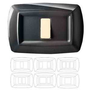 PLACCA COPRINTERRUTTORI 'TONDO' NERA 2 moduli ravvicinati - EC ELETTROCANALI