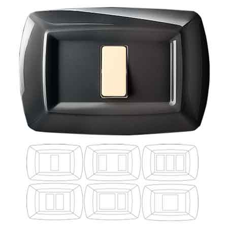 PLACCA COPRINTERRUTTORI 'TONDO' NERA 2 moduli ravvicinati - EC ELETTROCANALI