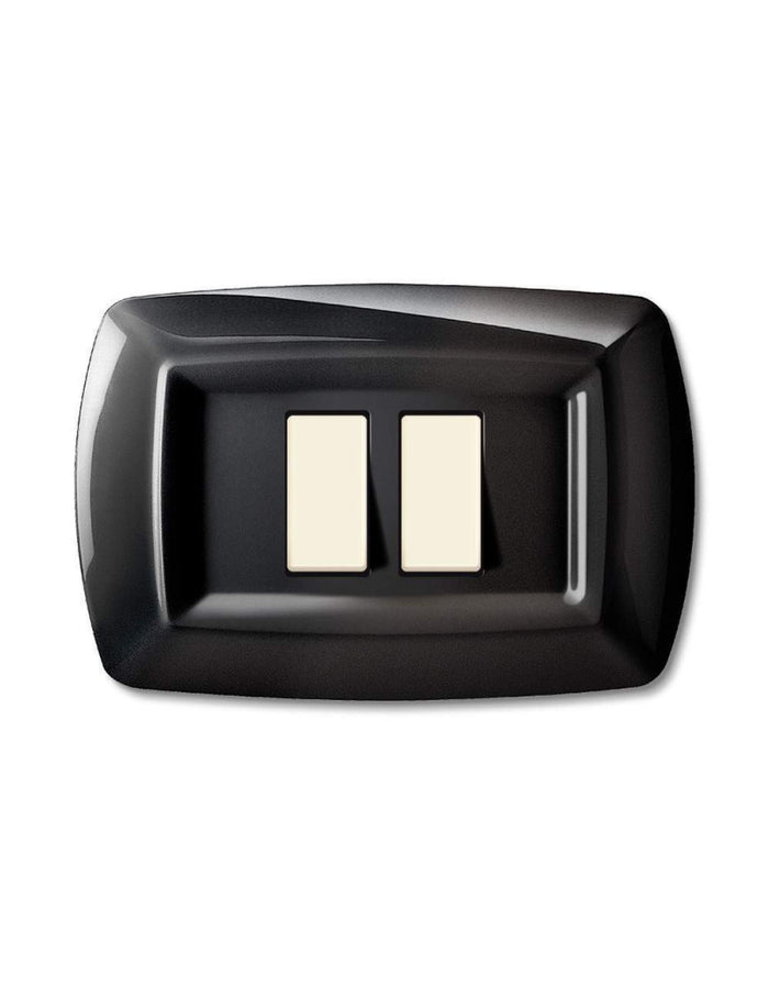 PLACCA COPRINTERRUTTORI 'TONDO' NERA 2 moduli ravvicinati - EC ELETTROCANALI