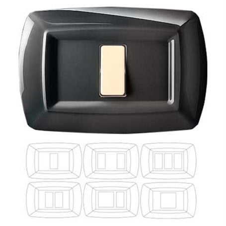 PLACCA COPRINTERRUTTORI 'TONDO' NERA 3 moduli - EC ELETTROCANALI