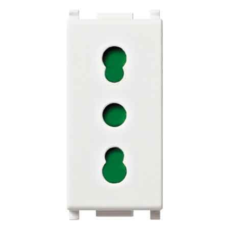 PRESA BIVALENTE 'PLANA' VIMAR 10/16A 250V 2P+T - Col. Bianco - VIMAR