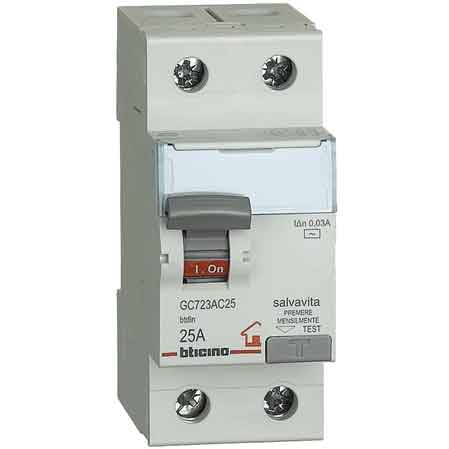 INTERRUTTORE MAGNETOTERMICO DIFFERENZIALE SALVAVITA BTICINO Corrente 25A - BTICINO