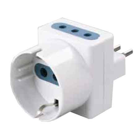 ADATTATORE TRIPLO SCHUKO BIVALENTE 10A IDEAL STAR 2P+T- 1 presa schuko + 2 prese 10A 2P+T - IDEAL STAR