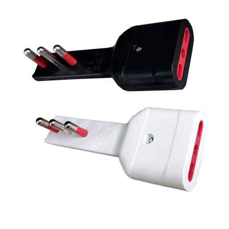 ADATTATORE ULTRAPIATTO 16A ROSI 2P+T - presa 10/16A 2P+T, Col. Nero - ROSI