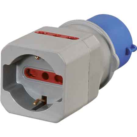 ADATTATORE INDUSTRIALE 220V Spina 2P+T16A-P.Schuko+2 10/16A