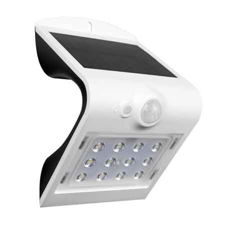APPLIQUE A LED CON PANNELLO SOLARE E SENSORE 'ARCADIA' 3W - 200Lm - 6000K - Colore Nero