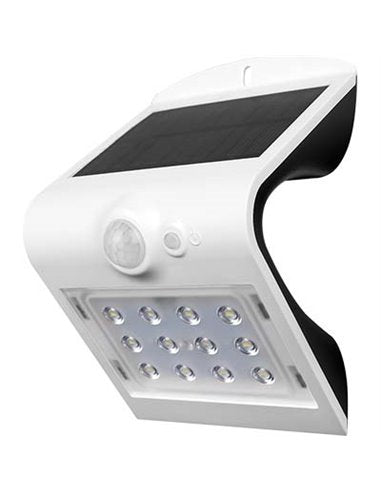 APPLIQUE A LED CON PANNELLO SOLARE E SENSORE 'ARCADIA' 3W - 200Lm - 6000K - Colore Nero
