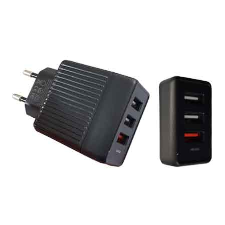 CARICATORE USB RAPIDO DA PARETE 3,0A - 3 USB