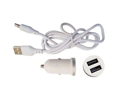 CARICATORE USB DA AUTO CON CAVO DI RICARICA 2,1A - 2 USB- 100 cm - Attacco Micro USB